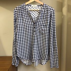 Love Tree Los Angeles Navy Gingham Top